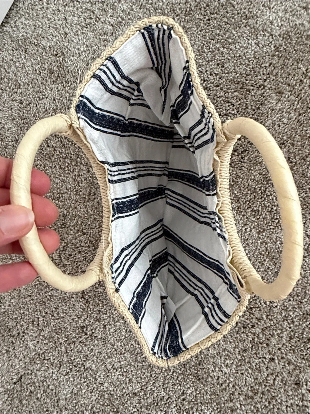 Girls Woven Straw Half Moon Handbag